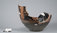 Terracotta fragment of a bell-krater (bowl for mixing wine and water), Terracotta, Greek, Attic