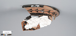 Terracotta fragment of a bell-krater (bowl for mixing wine and water), Terracotta, Greek, Attic