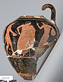 Terracotta fragment of a neck-amphora of Panathenaic shape, Terracotta, Greek, Attic