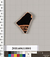 Terracotta fragment of a kylix (drinking cup), Terracotta, Greek, Attic