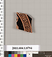Terracotta fragment of a kylix (drinking cup), Terracotta, Greek, Attic