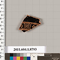 Terracotta fragment of a kylix (drinking cup), Terracotta, Greek, Attic