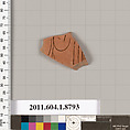 Terracotta fragment of a kylix (drinking cup), Terracotta, Greek, Attic
