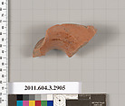Terracotta fragment of an undetermined shape, Terracotta, Greek, Attic