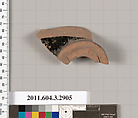 Terracotta fragment of an undetermined shape, Terracotta, Greek, Attic