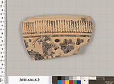 Terracotta fragment of an open shape, Terracotta, Greek, Corinthian