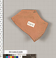 Terracotta fragment of an amphora (jar)?, Terracotta, Greek, Attic