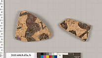Terracotta fragments of a closed shape, Terracotta, Greek, Corinthian?