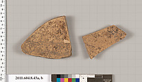 Terracotta fragments of a closed shape, Terracotta, Greek, Corinthian?