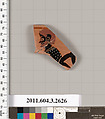 Terracotta rim fragment of a kylix (drinking cup), Terracotta, Greek, Attic