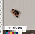 Terracotta fragment of a kylix: Band cup (drinking cup)?, Terracotta, Greek, Attic