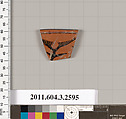 Terracotta rim fragment of a kylix (drinking cup), Terracotta, Greek, Attic