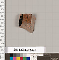 Terracotta fragment of a closed shape, Terracotta, Greek, Attic