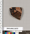 Terracotta fragment of an oinochoe (jug)  or olpe (jug), Terracotta, Greek, Attic