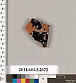 Terracotta fragment of an olpe (jug), Terracotta, Greek, Attic