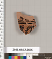 Terracotta fragment of an olpe (jug), Terracotta, Greek, Attic