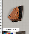 Terracotta fragment of an olpe (jug), Terracotta, Greek, Attic