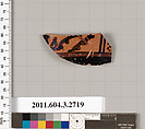 Terracotta fragment of an oinochoe (jug) or olpe (jug), Terracotta, Greek, Attic