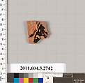 Terracotta fragment of an oinochoe (jug) or olpe (jug), Terracotta, Greek, Attic