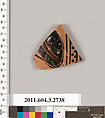 Terracotta fragment of an olpe (jug), Terracotta, Greek, Attic