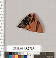 Terracotta fragment of an olpe (jug), Terracotta, Greek, Attic
