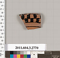 Terracotta fragment of an olpe (jug), Terracotta, Greek, Attic