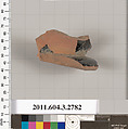Terracotta fragment of an olpe (jug), Terracotta, Greek, Attic
