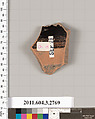 Terracotta fragment of an olpe (jug), Terracotta, Greek, Attic