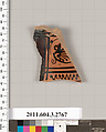 Terracotta fragment of an olpe (jug), Terracotta, Greek, Attic