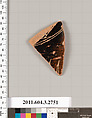 Terracotta fragment of an oinochoe (jug) or olpe (jug), Terracotta, Greek, Attic
