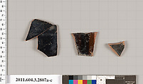 Terracotta fragments of oinochoai (jugs) or olpai (jugs), Terracotta, Greek, Attic