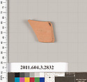 Terracotta fragment of a closed shape, Terracotta, Greek, Attic