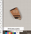 Terracotta fragment of a closed shape, Terracotta, Greek, Attic
