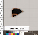 Terracotta fragment of a kylix (drinking cup), Terracotta, Greek, Attic