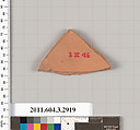 Terracotta fragment of a neck-amphora (jar), Tyrrhenian?, Terracotta, Greek, Attic