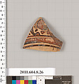 Terracotta fragment of an oinochoe (jug) or an olpe (jug)?, Terracotta, Etruscan, Etrusco-Corinthian