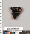 Terracotta fragment of an olpe (jug), Terracotta, Greek, Attic