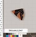 Terracotta fragment of a closed shape, Terracotta, Greek, Attic