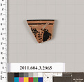 Terracotta rim fragment of a kylix (drinking cup), Terracotta, Greek, Attic