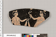 Terracotta rim fragment of a kylix (drinking cup), Terracotta, Etruscan