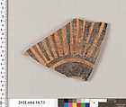 Terracotta fragment of a kylix (drinking cup), Terracotta, Etruscan