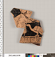 Terracotta fragment of a closed shape, Terracotta, Etruscan