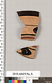 Terracotta fragments of a kylix (drinking cup), Attributed to the Hoplite Painter [Stibbe], Terracotta, Greek, Laconian