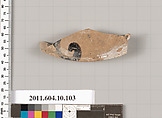 Terracotta fragment of a Genucilia plate, Terracotta, Etruscan, Genucilia