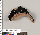 Terracotta fragment of a skyphos (deep drinking cup), Terracotta, Greek, Attic