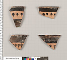 Terracotta rim fragments of a skyphos (deep drinking cup), Terracotta, Etruscan