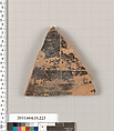 Terracotta fragment of a closed shape, Terracotta, Etruscan