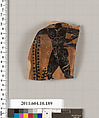 Terracotta fragment of a closed shape, Terracotta, Etruscan
