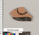 Terracotta fragment of a closed shape, Terracotta, Etruscan