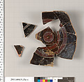 Terracotta fragments of a stemless cup (drinking cup) or a lid, Terracotta, Greek, Laconian?